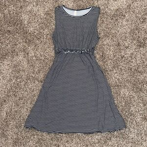 Women’s Urban Flamingo Scoop Neck Navy Blue Striped Dress